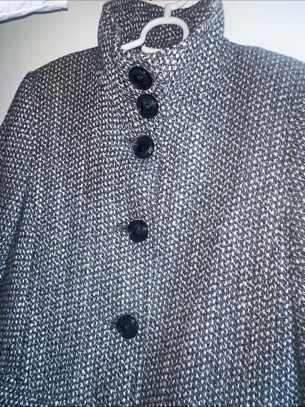 DKNY Gray Textured Button-Front Pea Coat - Picture 3 of 9